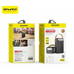 Зовнішній акумулятор Awei P101K 60000 mAh, Power Bank з швидкою зарядкою PD 22,5W, чорний - мініатюра 2