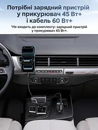 Магнітний автотримач із бездротовим заряджанням UGREEN W758 Qi2 до 25 Вт для iPhone 16/17 з iOS 26+ до 15 Вт для iPhone 12–15 вхід USB-C потрібні окремий адаптер для прикурювача від 45 Вт і кабель від 60 Вт кріплення на прямі горизонтальні/вертикальні ламелі решітки обертання 360° iPhone StandBy контроль температури захисне вимкнення при сторонніх предметах кабель USB-C ↔ USB-C 1 м у комплекті сріблясто-сірий із синім акцентом і темно-сірим кріпленням (55967) - мініатюра 5
