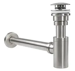 Сифон для раковини Rea nickel brushed універсальний + click-clack REA-A4400, Никель - мініатюра 3
