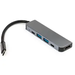 Концентратор Vinga Type-C to 4K HDMI+2*USB3.0+PD+USB-C 3.1 Gen1 aluminum (VCPHTC5AL) - мініатюра 2