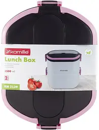Ланч-бокс Snack дворівневий пластик та нержавіюча сталь Kamille 1500 мл kuh0007576
