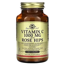 Витамин С Vitamin C with Rose Hips 1000 mg 100 таблеток Solgar vit0006260