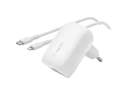 Мережевий зарядний пристрій Belkin Home Charger 30 W PD PPS USB-C - Lightning (WCA005VF1MWH-B5)