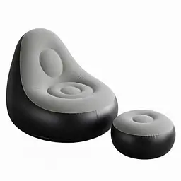Надувне садове крісло з пуфиком Air Sofa Comfort велюрове 110 × 100 × 75 см  вініл з вологостійким флокованим покриттям Сірий