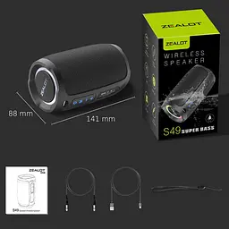Портативна bluetooth колонка Zealot S49 з LED підсвічуванням чорний - мініатюра 10