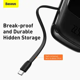 Портативна батарея Baseus Qpow Digital Display quick charg 20000 mAh 22.5 With Type-C Cable PPQD-I01 Black - мініатюра 6