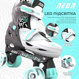 Роликові ковзани Neon Combo розмір 34-37 сірі з білим (NT31E4) - мініатюра 8