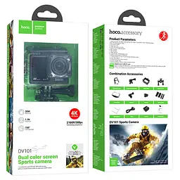 Екшн камера Hoco DV101 dual color screen sports camera Black - мініатюра 2