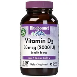 Вітамін D3 Bluebonnet Nutrition Vitamin D3 2000 МО 90 вегетаріанських капсул - мініатюра 3