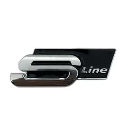 Емблема напис SLine для Audi хром+чорний 81х30 мм метал (на скотчі)