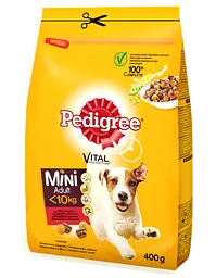 Сухий корм для дорослих собак маленьких порід Pedigree, яловичина та овочі, 400 г - мініатюра 2