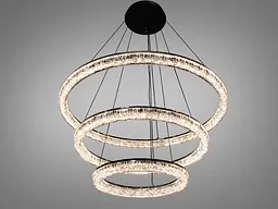 Сучасна підвісна LED люстра Diasha 1712/800+600+400BK з трьома кільцями, чорна, 125 W, освітлення 10-25 м2 - мініатюра 7