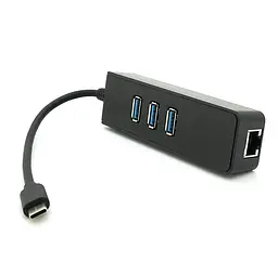 Разветвитель USB-Хаб Type-C Voltronic, 3xUSB 3.0 + 1xGigabit Lan - мініатюра 1