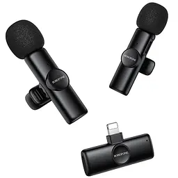Петличний бездротовий мікрофон Borofone BFK16A Winner dual-mic Type-C Black - мініатюра 4