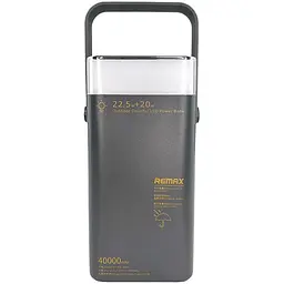 Павербанк Remax RPP-596 / 40000 мАг / до 22,5 Вт / USB-C+USB-A / PD+QC /з RGB ліхтариком / Сірий