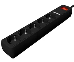 Мережевий фільтр EnerGenie на 5 розеток 2 х USB чорний 1.5 м (SPG5-U2-5-02) - мініатюра 2