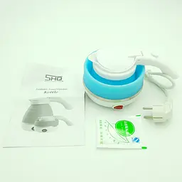 Дорожній чайник силіконовий складаний дисковий 0.75л 700Вт 220В Foldable Travel Kettle блакитний - мініатюра 3