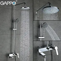 Душова система Gappo G2402, вилив - перемикач на лійку, хром - мініатюра 2