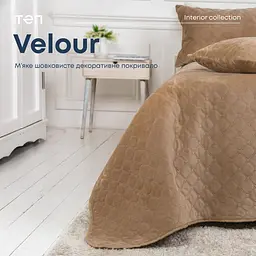 Покривало ТЕП Velour ромб круглий 210х150 см золотий беж (4-00515_22470) - мініатюра 6