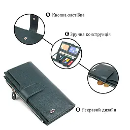 Жіночий великий вертикальний гаманець з натуральної шкіри Canpellini 21643 зелений - мініатюра 4
