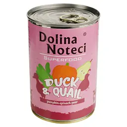 Вологий корм для собак Dolina Noteci Superfood з м'ясом качки та перепілки 400 г - мініатюра 2