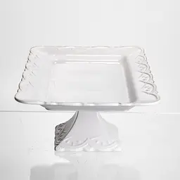 Тортівниця порцелянова  Yiwu  White Square 30.5х30.5 см квадратна на ніжці  Yiwu 120-YH-HG061 - мініатюра 4