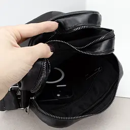 Сумка чоловіча шкіряна чорна на 2 відділення Handycover S424 - мініатюра 2