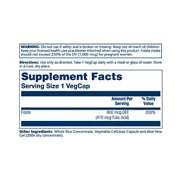 Фолієва кислота, Folic Acid 470 mcg (800 mcg DFE) - 100 caps - мініатюра 2
