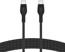 Кабель USB Type-C Belkin USB-C to USB-C Braided Silicone 1m Чорний (CAB011BT1MBK)