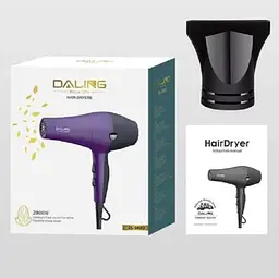 Фен стайлер для волосся Daling DL-3020 Концентратор 2 швидкості 3 режими температури 2800Вт Бузковий/Чорний - мініатюра 3