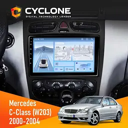 Штатна магнітола Mercedes-Benz C-Class (W203) 2000-2004 AMP Cyclone C9-012 4x64 DSP 4G Cyclone (НФ-00007349)