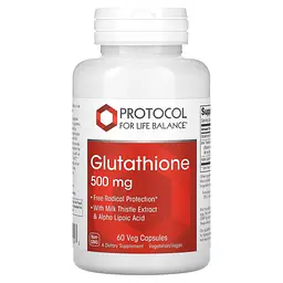 Глутатіон, Glutathione, 500 мг, 60 веганських капсул Protocol For Life Balance vit0002626