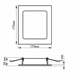 Вбудований світильник Videx LED Back квадрат 16W 5000K  - мініатюра 4