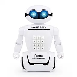 Робот сейф з кодовим замком та настільна лампа 10 мелодій Robot Piggy Bank білий - мініатюра 5