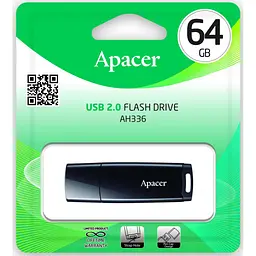 USB флеш накопичувач Apacer 64GB AH336 Black USB 2.0 (AP64GAH336B-1) - мініатюра 5