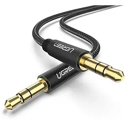 Аудіо кабель для підключення гарнітури Ugreen AV112 3.5 мм Male Cable золотистий Plated Metal Case with Braid 50363