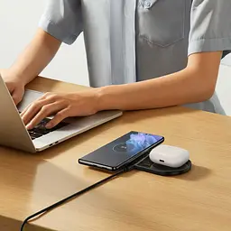 Бездротовий зарядний пристрій Baseus Digital LED Display 2in1 Wireless Charger 20W Black Universal version - мініатюра 6