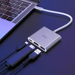 Концентратор HOCO USB-C to USB3.0+HDMI+PD HB14 Silver (6931474725790) - мініатюра 8