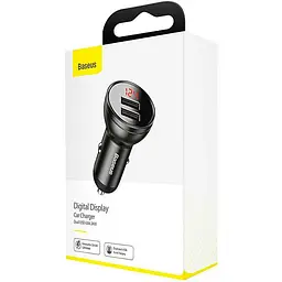 Автомобільний зарядний пристрій Baseus Digital Display Dual USB 4.8A 24W CCBX-0G Black