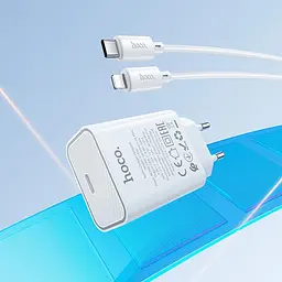 Адаптер мережевий HOCO Type-C to Lightning Benefit single port charger set C143A |1Type-C, 3A/20W, PD/QC| - мініатюра 2