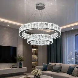 Підвісна LED люстра Diasha 585/800+500HR хром 135 Вт пульт 23 м2