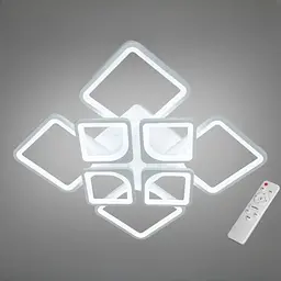 Стельова LED-люстра Diasha H8060/4+4WH 135W, 60×60×14 см, 3 кольори світла, біла