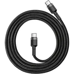 Кабель Baseus Cafule Type-C to Type-C PD2.0 60W (20V 3A) 1m grey black (CATKLF-GG1) - мініатюра 2