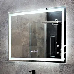 Дзеркало Dusel DE-M0061S1 Silver 75x100 см з годинником, Сірий