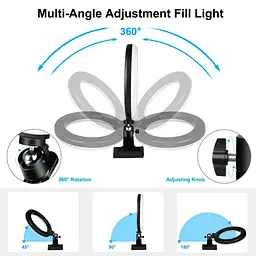 Кільцева USB LED лампа Puluz PKT3126B 10.2" + затискач - мініатюра 2