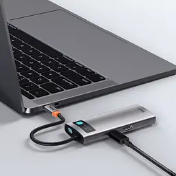 Мультипортовий адаптер Baseus Metal Gleam Series 5-in-1 Multifunctional Type-C Hub сірий (WKWG020013) - мініатюра 2