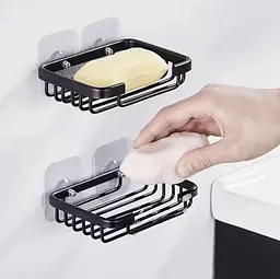 Металева мильниця настінна A-PLUS з силіконовим кріпленням 13x9x3 см чорна - мініатюра 3