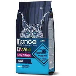 Сухий корм MONGE BWILD CAT LOW GRAIN Низькозерновий для дорослих кішок з анчоусами 1,5 кг
