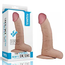 Фалоімітатор LoveToy The Ultra Soft Dude 20 см тілесний - мініатюра 2