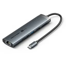 Концентратор Vention USB-C 7-in-1 USB-C PD + USB 3.2 + USB 3.0 + USB 2.0 + RJ45 + SD/TF + HDMI 0.15m (TGUHB)